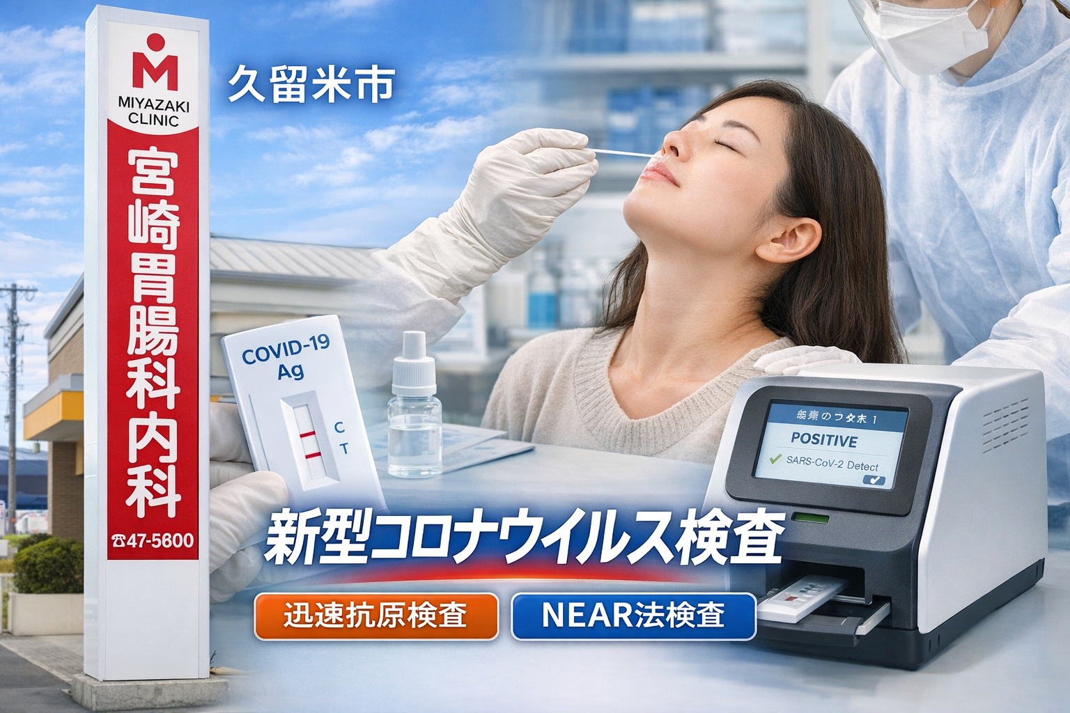 久留米市】新型コロナ検査なら当院へ｜迅速検査＋核酸増幅検査完備